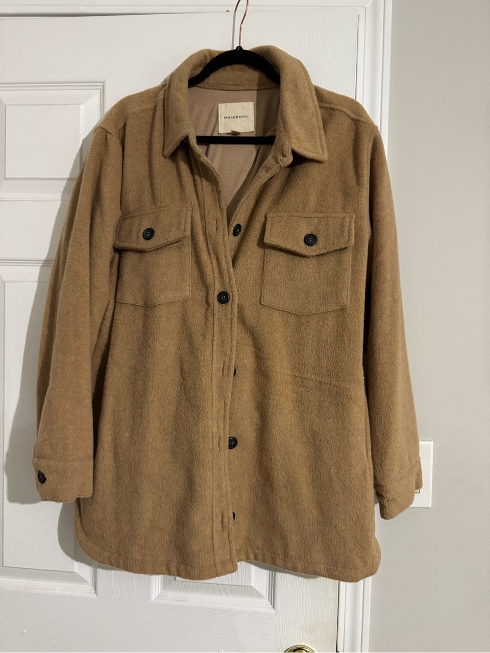Thread & Supply Camel Teddy Shacket Jacket